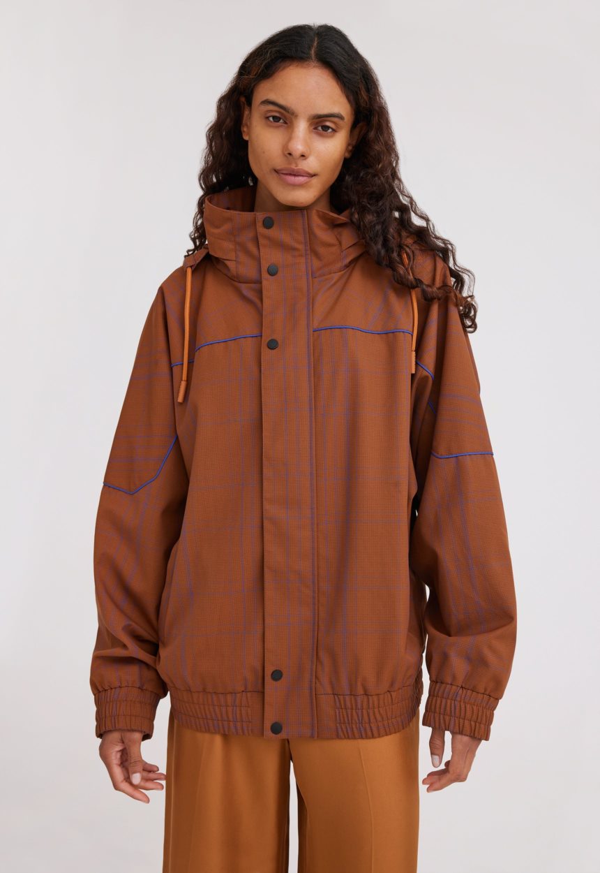 Jac + Jack NAGNATA Wool Check Windbreaker - Bronze/Lapis